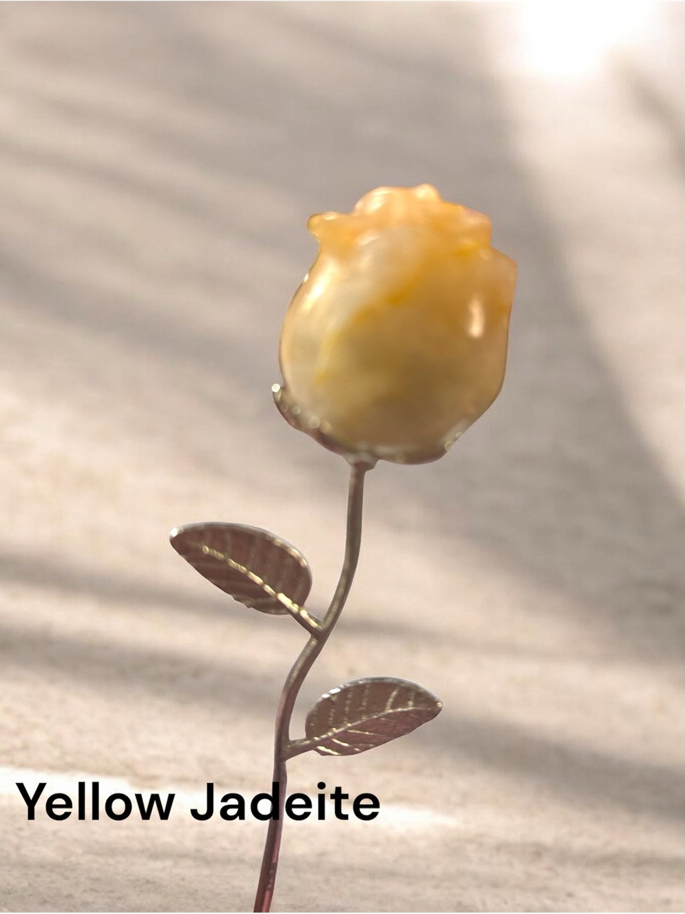 Yellow Jadeite Rose Stem Home Accent by